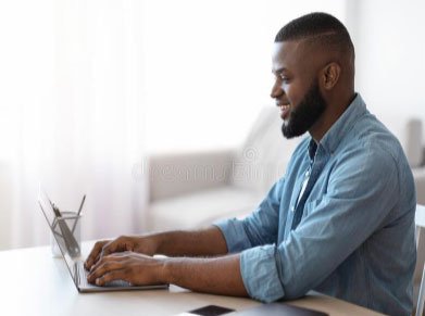 Happy person working